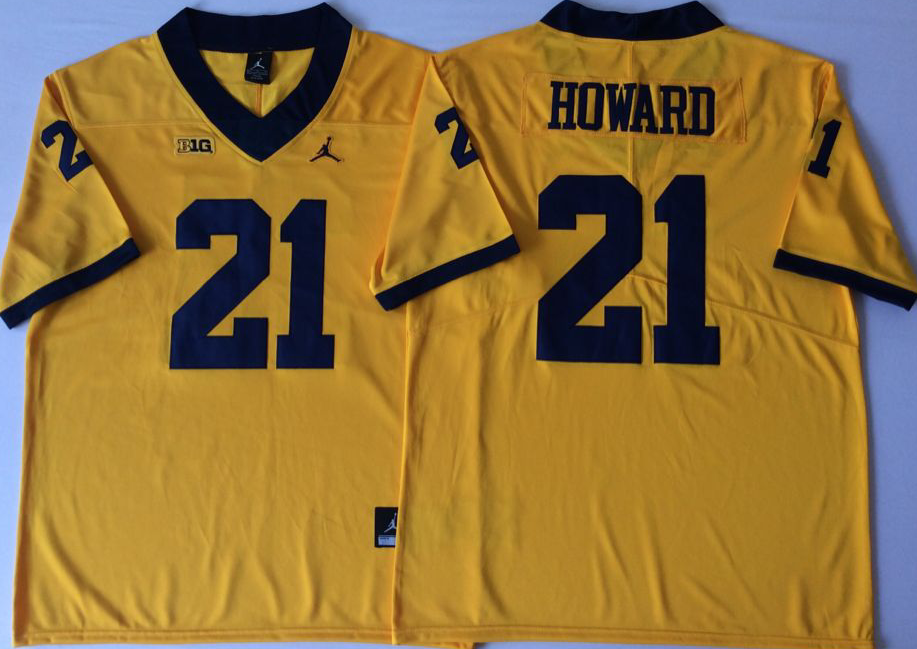 NCAA Men Michigan Wolverines YELLOW #21 HOWARD->->NCAA Jersey